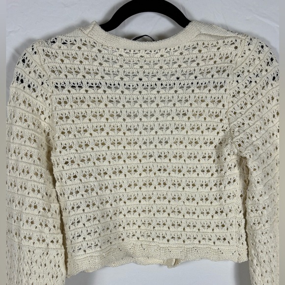 Zara Cream Open Knit Cropped Cardigan- S - Picture 11 of 14